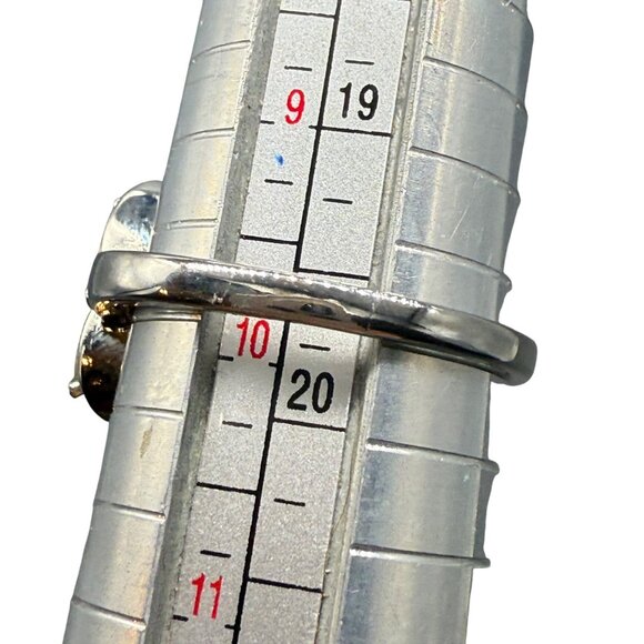 Cluster of Citrine Gemstones in Silver toned Stainless Street Ring Size 10 - Picture 5 of 5